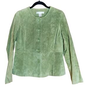 Pursuits Ltd. Women's Sage Green Suede Tailored Fit Button Lined Jacket Sz 10